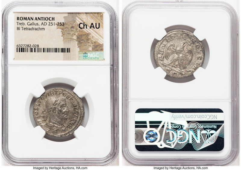 SYRIA. Antioch. Trebonianus Gallus (AD 251-253). BI tetradrachm (26mm, 7h). NGC ...