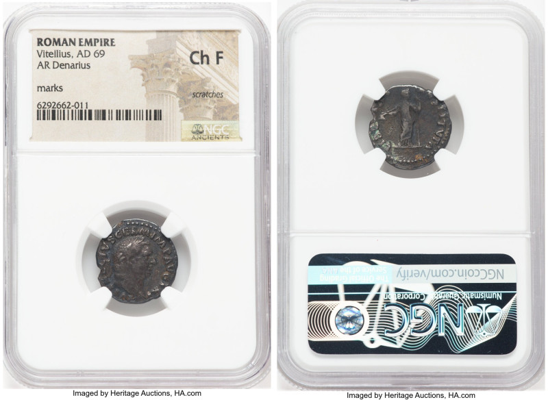 Vitellius (late April-20 December AD 69). AR denarius (19mm, 6h). NGC Choice Fin...