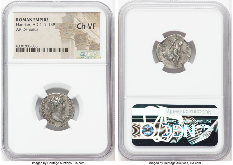 Hadrian (AD 117-138). AR denarius (19mm, 7h). NGC Choice VF. Rome, AD 124-128. H...