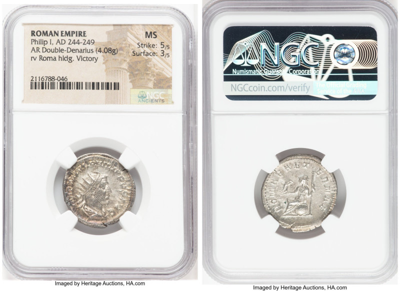 Philip I (AD 244-249). AR antoninianus (23mm, 4.08 gm, 12h). NGC MS 5/5 - 3/5. R...