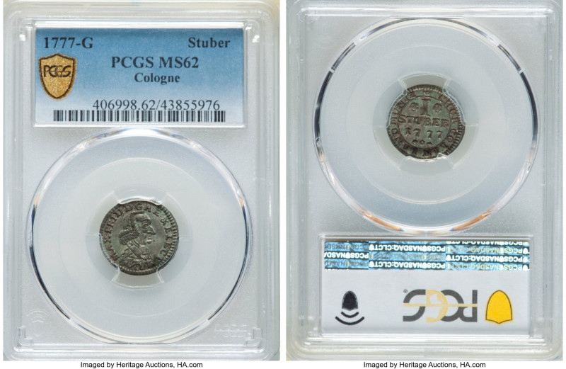 Cologne. Maximilian Friedrich Stuber 1777-G MS62 PCGS, KM-176, Noss-825. 

HID09...