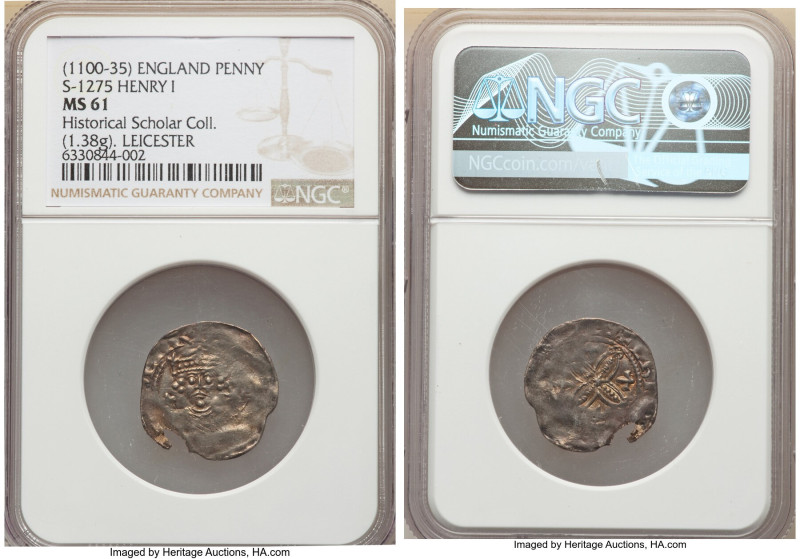 Henry I (1100-1135) Penny ND (c. 1123) MS61 NGC, Leicester mint, Chitel as money...