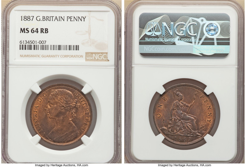 Victoria Pair of Certified Assorted Issues 1887 MS64 Red and Brown NGC, 1) Penny...