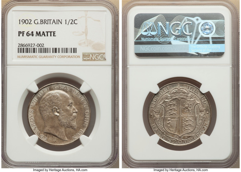 Edward VII 5-Piece Lot of Certified Matte Proof silver Issues 1902 NGC, 1) 1/2 C...