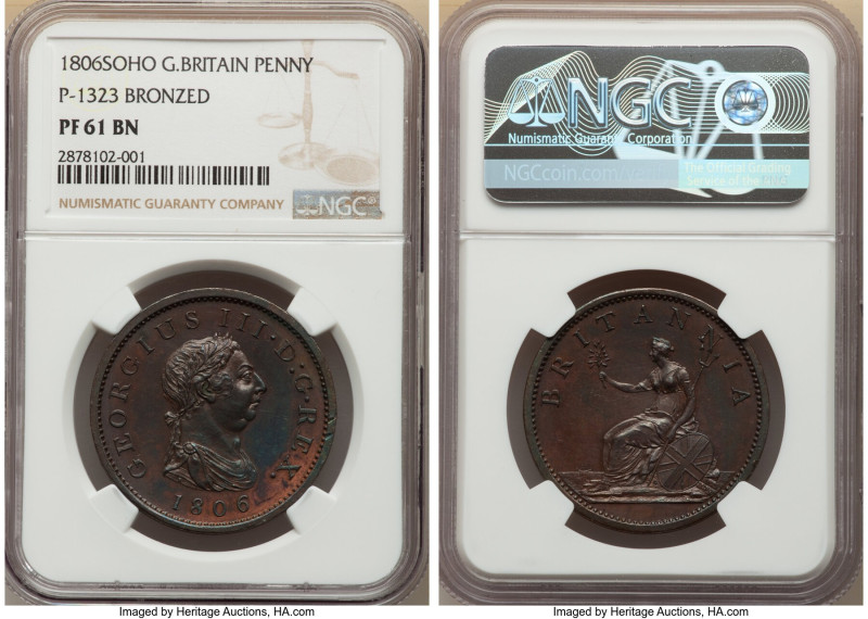 Pair of Certified Assorted Issues NGC, 1) Great Britain: George III Bronzed Proo...