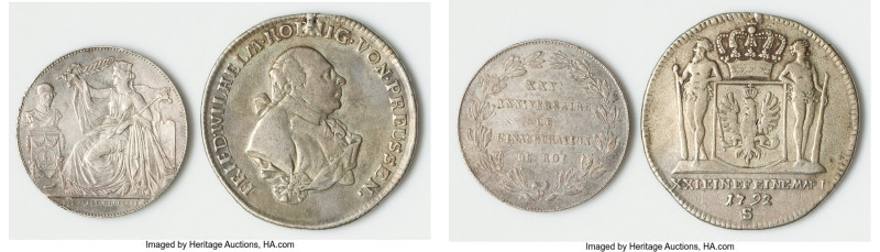 Pair of Uncertified Assorted Issues, 1) Belgium: Leopold I silver "25th Annivers...