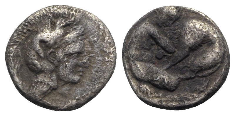 Southern Apulia, Tarentum, c. 380-325 BC. AR Diobol (9mm, 1.16g, 12h). Head of A...