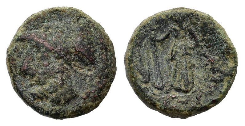 Southern Lucania, Metapontion, c. 225-200 BC. Æ (17mm, 4.70g). Helmeted head of ...
