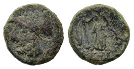 Southern Lucania, Metapontion, c. 225-200 BC. Æ (17mm, 4.70g). Helmeted head of Leukippos l. R/ Demeter standing facing, head r., holding long-cross t...