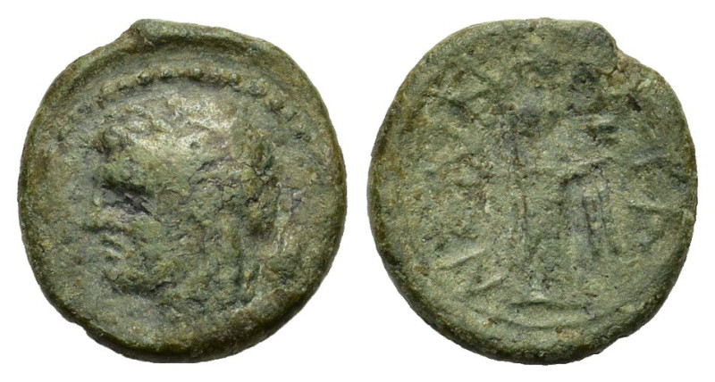 Sicily, Katane, c. 339/8-300 BC. Æ Dichalkon (17mm, 3.70g). Laureate head of Apo...