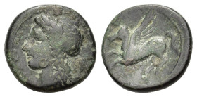 Sicily, Syracuse, 344-317 BC. Æ (19mm, 4.80g). Laureate head of Apollo l. R/ Pegasos flying l. HGC 2, 1486. Good Fine