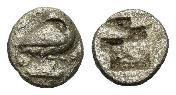 Macedon, Eion, c. 480-470 BC. AR Diobol (10mm, 1.03g). Goose standing r., head l...