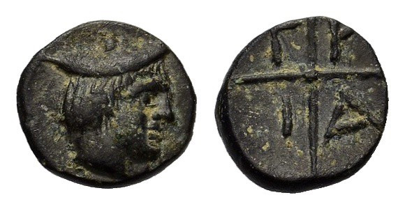 Macedon, Tragilos, c. 450-400 BC. Æ (10mm, 0.82g). Head of Hermes r., wearing pe...