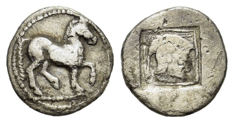 Kings of Macedon. Alexander I (498-454 BC). AR Tetrobol (15mm, 1.89g). Aigai, c....