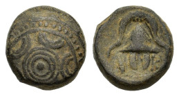 Kings of Macedon, Philip III Arrhidaios (323-317 BC). Æ (13.5mm, 4.30g). Miletos or Mylasa, c. 323-319 BC. Macedonian shield with central pellet. R/ C...