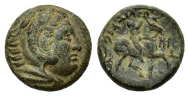 Kings of Macedon. Kassander (319-297 BC). Æ (17mm, 5.36g). Pella(?). Head of Herakles r., wearing lion skin. R/ Rider on horseback r., raising r. hand...