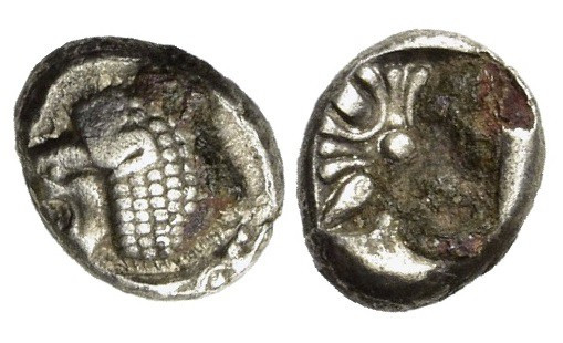 Ionia, Miletos, late 6th-early 5th century BC. AR Diobol (8.5mm, 0.90g). Forepar...