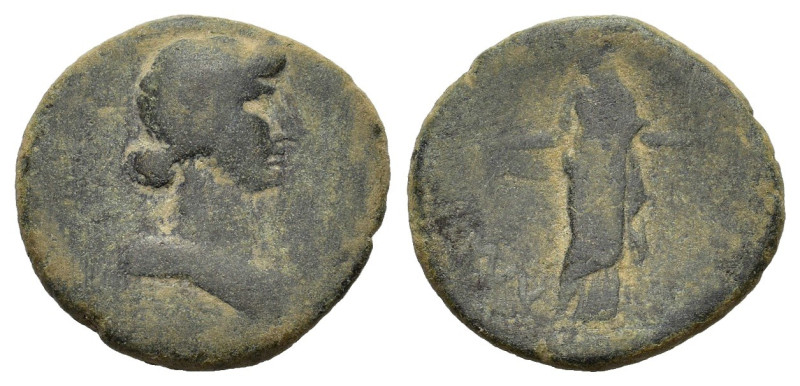 Uncertain mint, Roman time. Æ (22mm, 6.70g). Draped bust of Senate r. R/ Figure ...