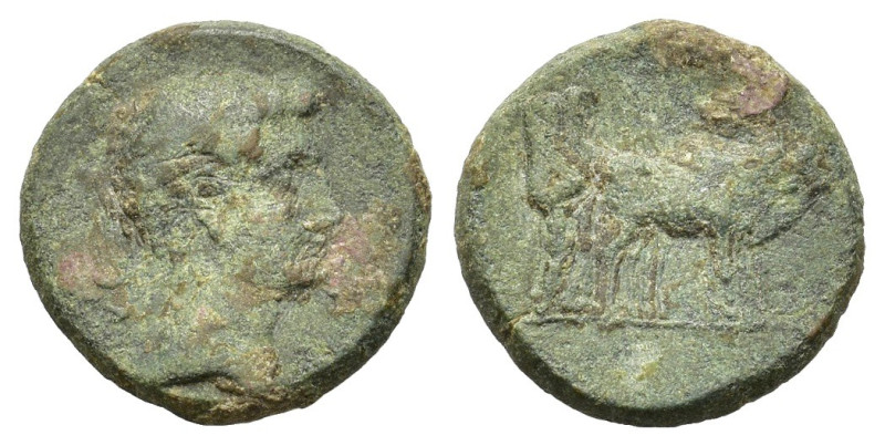 Augustus (27 BC-AD 14). Macedon, Philippi. Æ (18mm, 4.50g). Bare head r. R/ Two ...