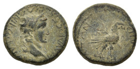 Claudius (41-54). Phrygia, Amorium. Æ (20mm, 5.80g). Katon and Pedon, magistrates. Laureate head r. R/ Eagle standing r. with caduceus. RPC I 3237. Go...