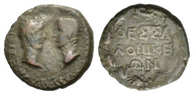 Titus and Domitian (Caesars, AD 69-79 and AD 69-81). Macedon, Thessalonica. Æ (23mm, 8.72g). Bare heads of Titus l. and Domitian r., vis-à-vis. R/ ΘΕΣ...