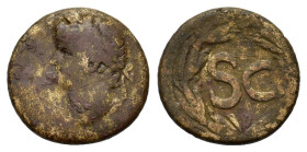 Domitian (81-96). Seleucis and Pieria, Antioch. Æ (21mm, 5.80g). Laureate head l. R/ Large SC within wreath. Cf. RPC II 2023. Brown patina, Fine