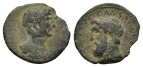 Hadrian (117-138). Macedon, Cassandrea. Æ (21mm, 5.04g). Laureate and cuirassed bust r. R/ Bearded head of Jupiter Ammon l. RPC III 641. Fine
