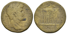 Hadrian (117-138). Koinon of Bithynia. Æ (33mm, 22.30g). Laureate head r. R/ Octastyle temple. RPC III 999. Fine