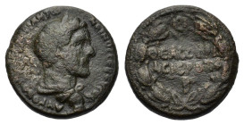 Antoninus Pius (138-161). Cyrrhestica, Hierapolis. Æ (23mm, 9.50g). Laureate and draped bust r. R/ Legend in three lines within wreath. RPC IV.3 onlin...