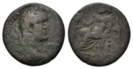 Antoninus Pius ? (138-161). Uncertain mint. Æ (27mm, 11.50g). Laureate bust r. R/ Zeus seated l. Fine