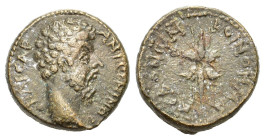 Marcus Aurelius (161-180). Macedon, Koinon. Æ (24mm, 13.50g). Bare head r. R/ Winged thunderbolt. RPC IV.1 online 4275 (temporary). Near VF