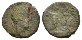 Commodus (177-192). Macedon, Philippi. Æ (20mm, 5.70g). Laureate head r. R/ Two statues standing l. on basis. RPC IV.1 online 4259 (temporary). Fair