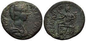 Julia Domna (Augusta, 193-217). Macedon, Amphipolis. Æ (22mm, 6.20g). Draped bust r. R/ Tyche seated l. holding patera. Cf. Varbanov 3270-1. Good Fine...