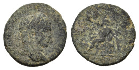 Caracalla (198-217). Uncertain mint (Epirus, Nicopolis?). Æ (19mm, 4.60g). Laureate head r. R/ Figure seated l. Fine