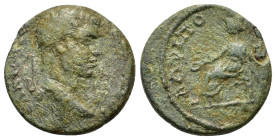 Elagabalus ? (218-222). Macedon, Amphipolis. Æ (22mm, 6.00g). Laureate head r. R/ Turreted City personification seated on throne l., holding patera. C...