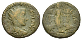 Gordian III (238-244). Moesia Superior, Viminacium. Æ (23mm, 7.10g), year 4 (242/3). Radiate, draped and cuirassed bust r., seen from behind. R/ Moesi...
