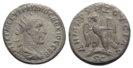 Trajan Decius (249-251). Seleucis and Pieria, Antioch. BI Tetradrachm (25mm, 10.78g, 12h). Radiate, draped and cuirassed bust r.; four pellets below. ...