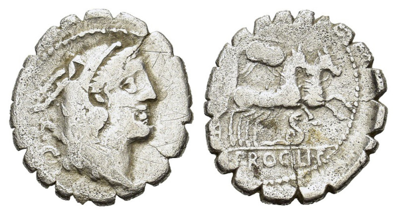 L. Procilius, Rome, 80 BC. AR Serrate Denarius (18mm, 3.40g). Head of Juno Sospi...