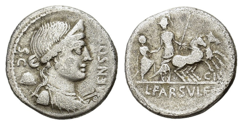 L. Farsuleius Mensor, Rome, 76 BC. AR Denarius (18.5mm, 3.60g). Diademed and dra...