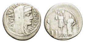 L. Aemilius Lepidus Paullus, Rome, 62 BC. AR Denarius (20mm, 3.80g). Veiled and diademed head of Concordia r. R/ Trophy; to l., three captives (King P...