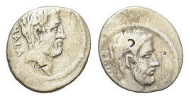 Q. Servilius Caepio (M. Junius) Brutus, Rome, 54 BC. AR Denarius (18mm, 3.70g). Bare head of L. Junius Brutus r. R/ Bare head of C. Servilius Ahala r....