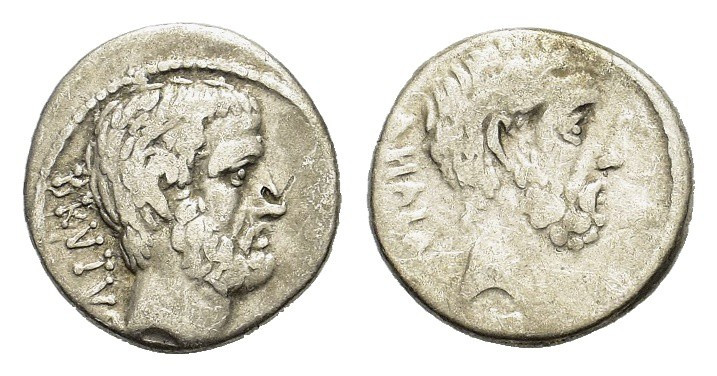 Q. Servilius Caepio (M. Junius) Brutus, Rome, 54 BC. AR Denarius (17mm, 3.80g). ...