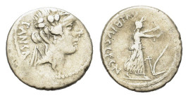 Roman Imperatorial, C. Vibius C.f. C.n. Pansa Caetronianus, Rome, 48 BC. AR Denarius (19mm, 3.70g). Head of young Bacchus (or Liber) r., wearing ivy w...