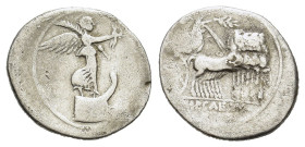 Augustus (27 BC-AD 14). AR Denarius (20mm, 3.50g). Uncertain Italian mint (Brundisium or Rome?), c. 29-27 BC. Victory standing r. on prow, holding wre...