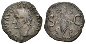 Divus Augustus (died AD 14). Æ As (28mm, 7.60g). Rome, c. AD 34-37. Radiate head l. R/ Winged thunderbolt. RIC I 83 (Tiberius). Good Fine