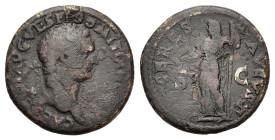 Domitian (Caesar, 69-81). Æ Dupondius (28mm, 12.00g). Rome, 80-1. Laureate head r. R/ Ceres standing l., holding grain ears and long torch. Cf. RIC II...