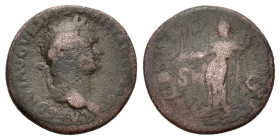 Domitian (Caesar, 69-81). Æ Dupondius (27mm, 8.70g). Rome, 80-1. Laureate head r. R/ Ceres standing l., holding grain ears and long torch. Cf. RIC II ...