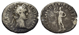 Domitian (81-96). AR Denarius (19.5mm, 2.40g). Rome, 93-4. Laureate head r. R/ Minerva standing l. RIC II 764; RSC 282. Fine