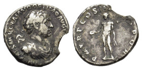 Trajan (98-117). AR Denarius (18mm, 3.00g). Rome. Laureate, draped and cuirassed bust r. R/ Genius standing l., holding patera and corn-ears. Woytek 5...