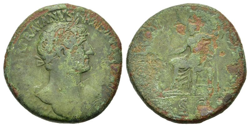 Hadrian (117-138). Æ Sestertius (33mm, 26.00g). Rome, 119-120. Laureate, heroic ...